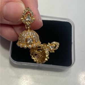 Elegant Gold and Silver Jhumka Earrings